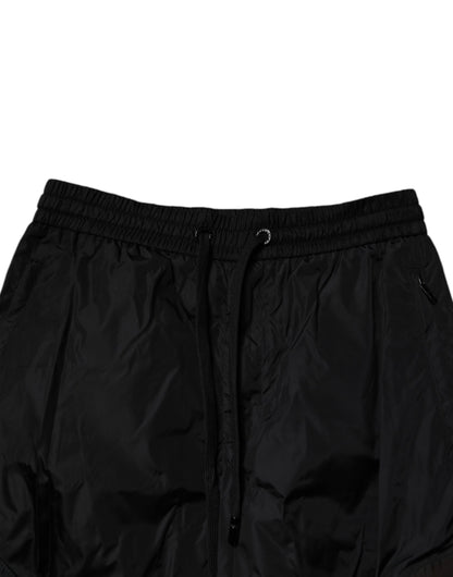 Dolce &amp; Gabbana Schwarze Nylon Cargo Jogger Herren Jogginghose