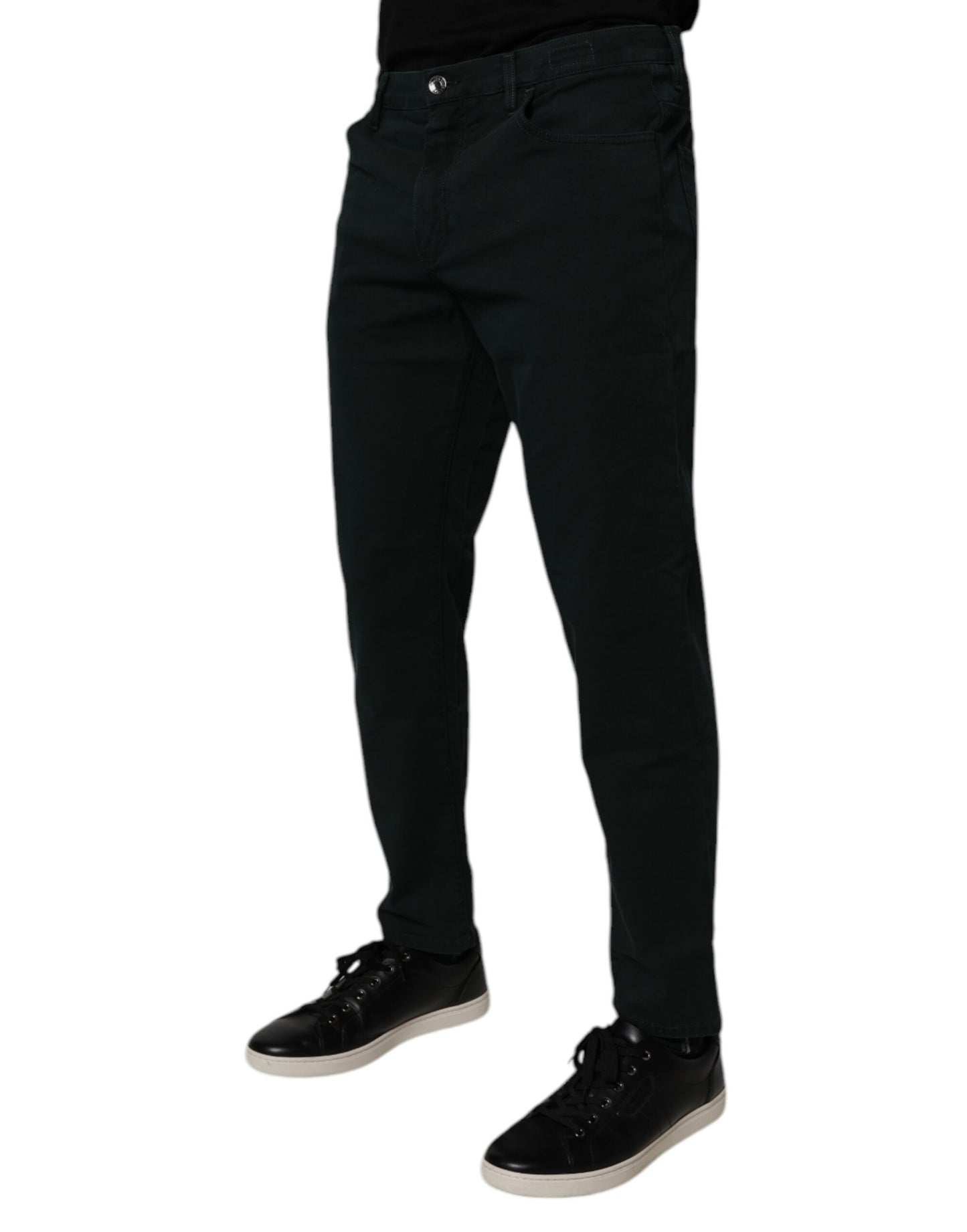 Dolce &amp; Gabbana Dunkelgrüne, lockere Herren-Jeans aus Baumwolle