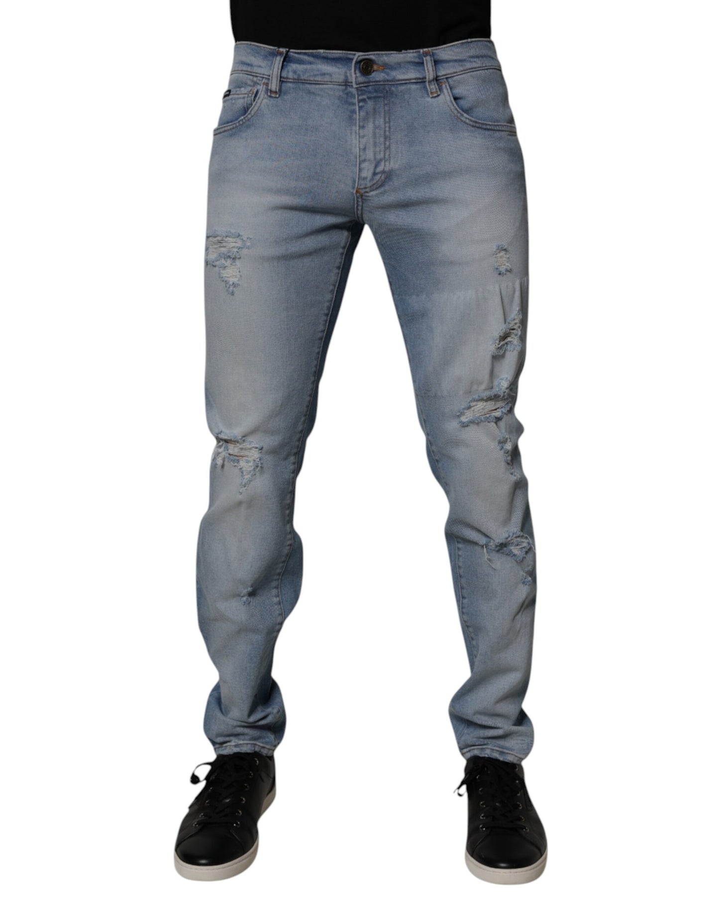 Dolce &amp; Gabbana – Blaue Skinny-Jeans aus zerfetzter Baumwolle für Herren