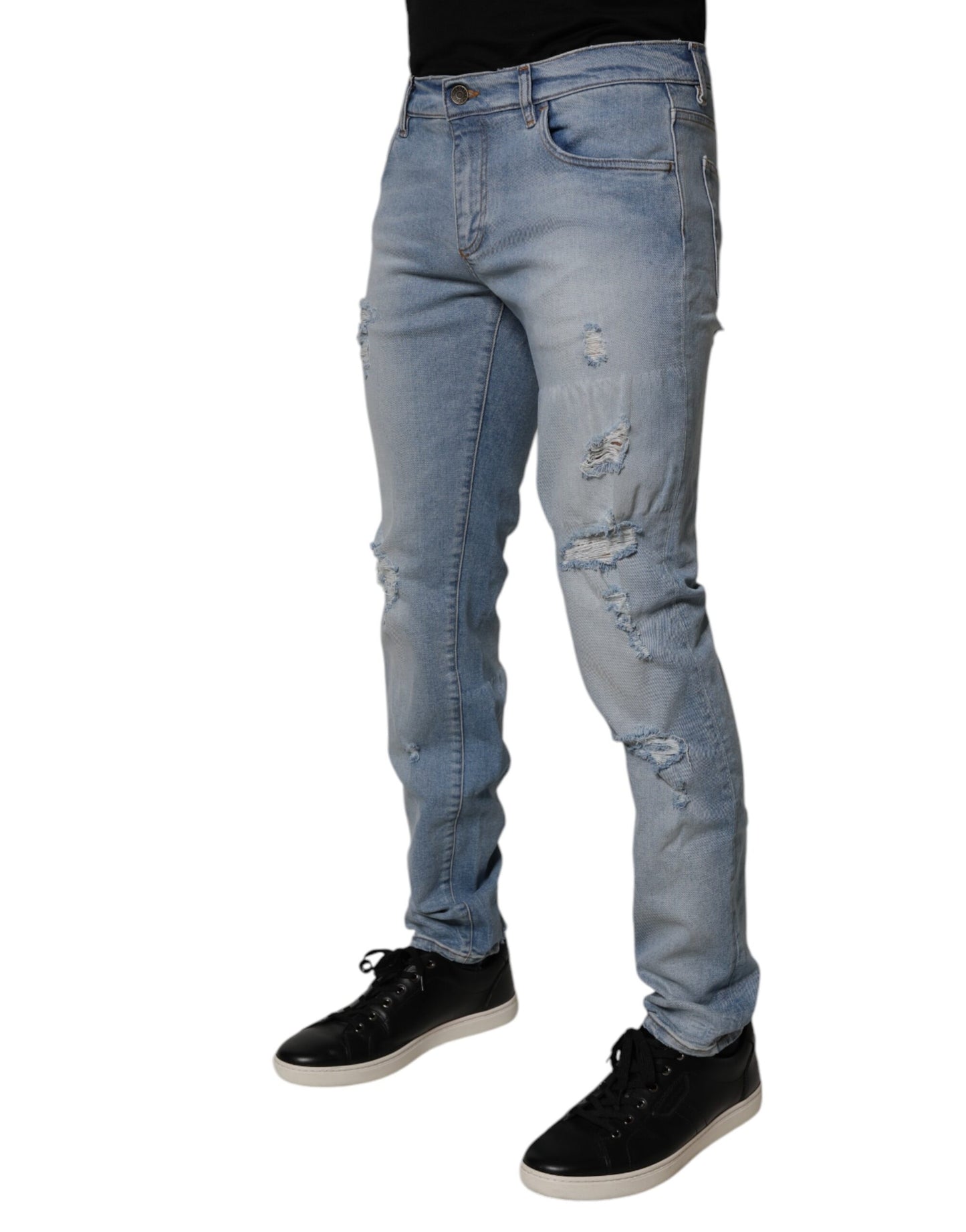 Dolce &amp; Gabbana – Blaue Skinny-Jeans aus zerfetzter Baumwolle für Herren