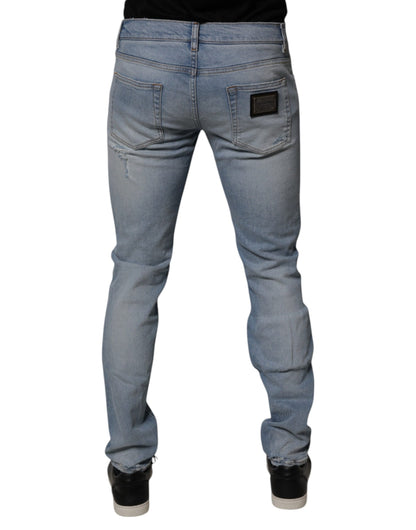 Dolce &amp; Gabbana – Blaue Skinny-Jeans aus zerfetzter Baumwolle für Herren