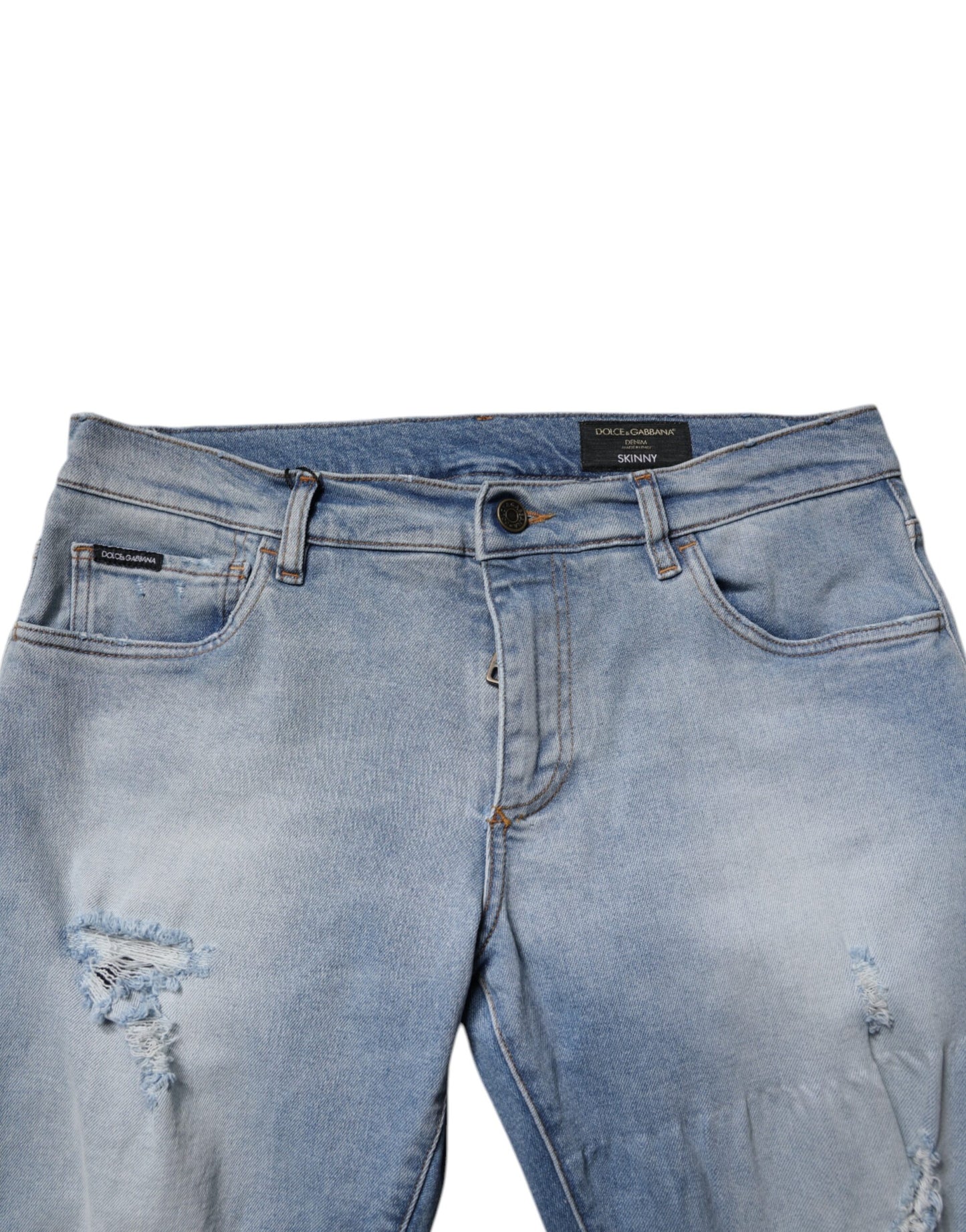 Dolce &amp; Gabbana – Blaue Skinny-Jeans aus zerfetzter Baumwolle für Herren