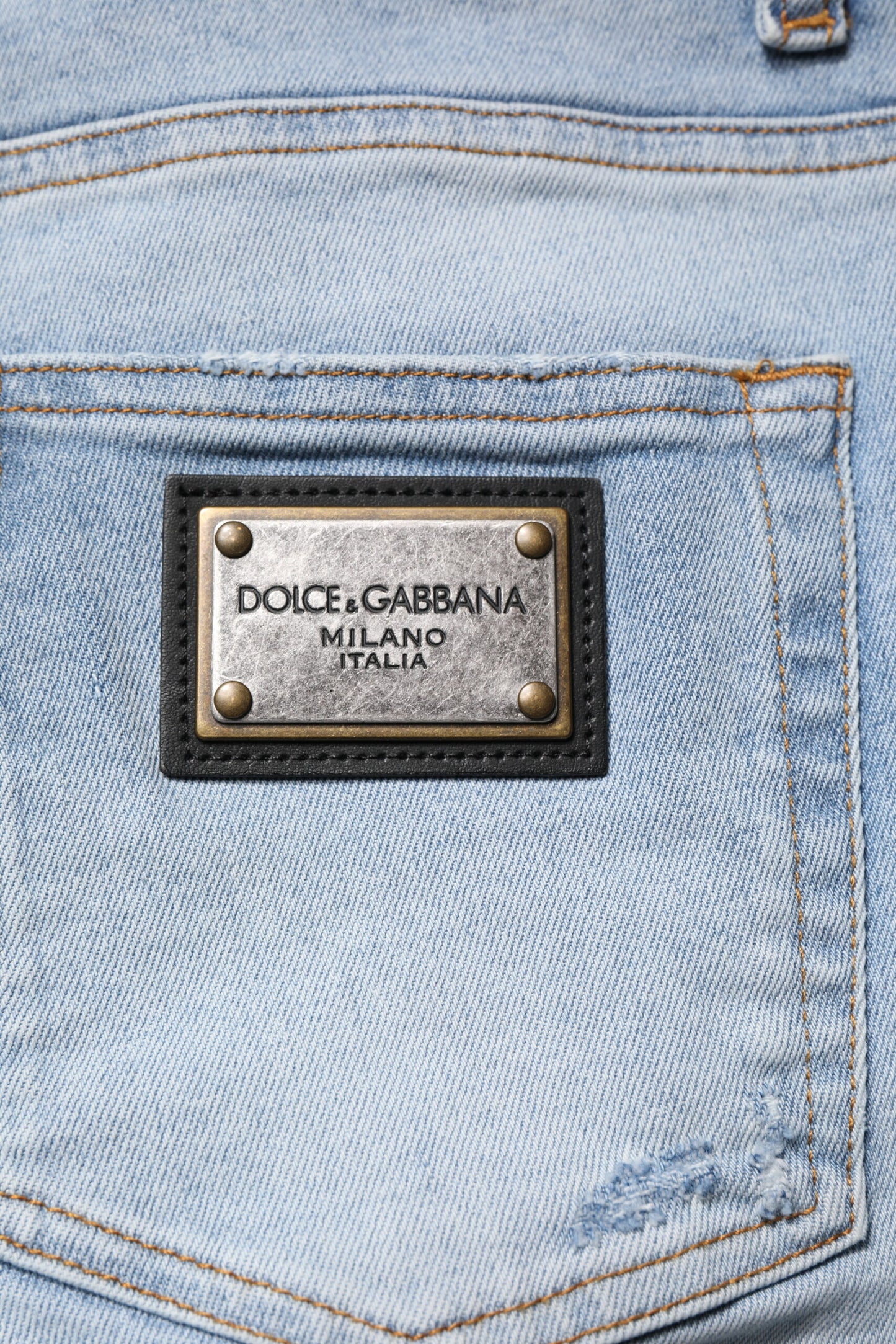 Dolce &amp; Gabbana – Blaue Skinny-Jeans aus zerfetzter Baumwolle für Herren