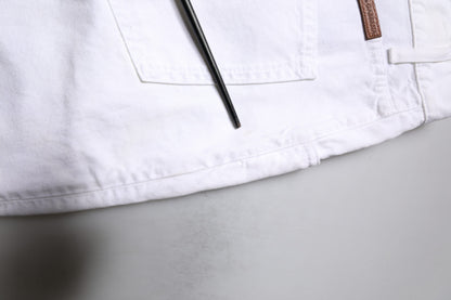 بنطلون جينز رجالي مستقيم من القطن باللون الأبيض من دولتشي آند غابانا