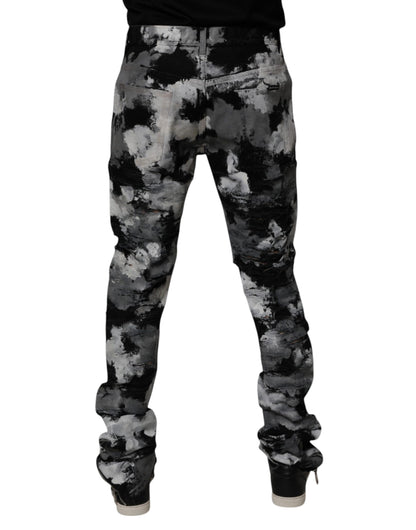 Dolce &amp; Gabbana – Mehrfarbige, zerfetzte Skinny-Jeans aus Camouflage-Denim