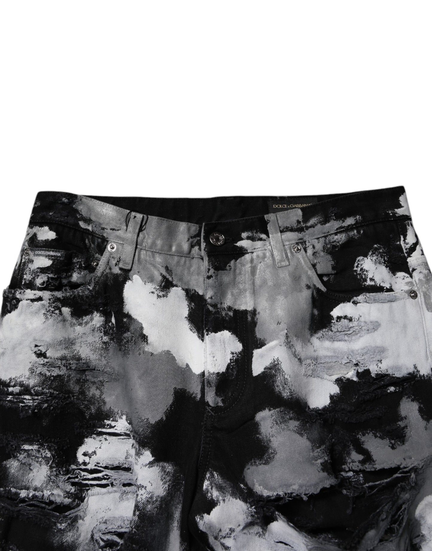 Dolce &amp; Gabbana – Mehrfarbige, zerfetzte Skinny-Jeans aus Camouflage-Denim