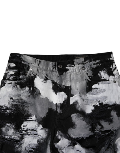 Dolce &amp; Gabbana – Mehrfarbige, zerfetzte Skinny-Jeans aus Camouflage-Denim
