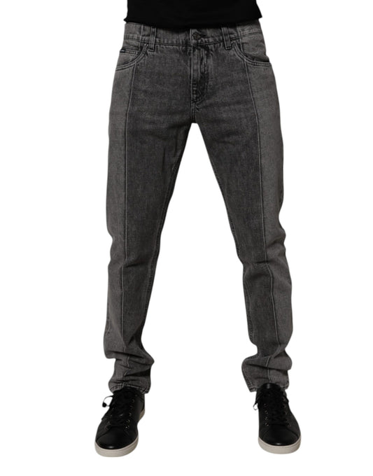 Dolce & Gabbana Two Tone Gray Cotton Denim Jeans