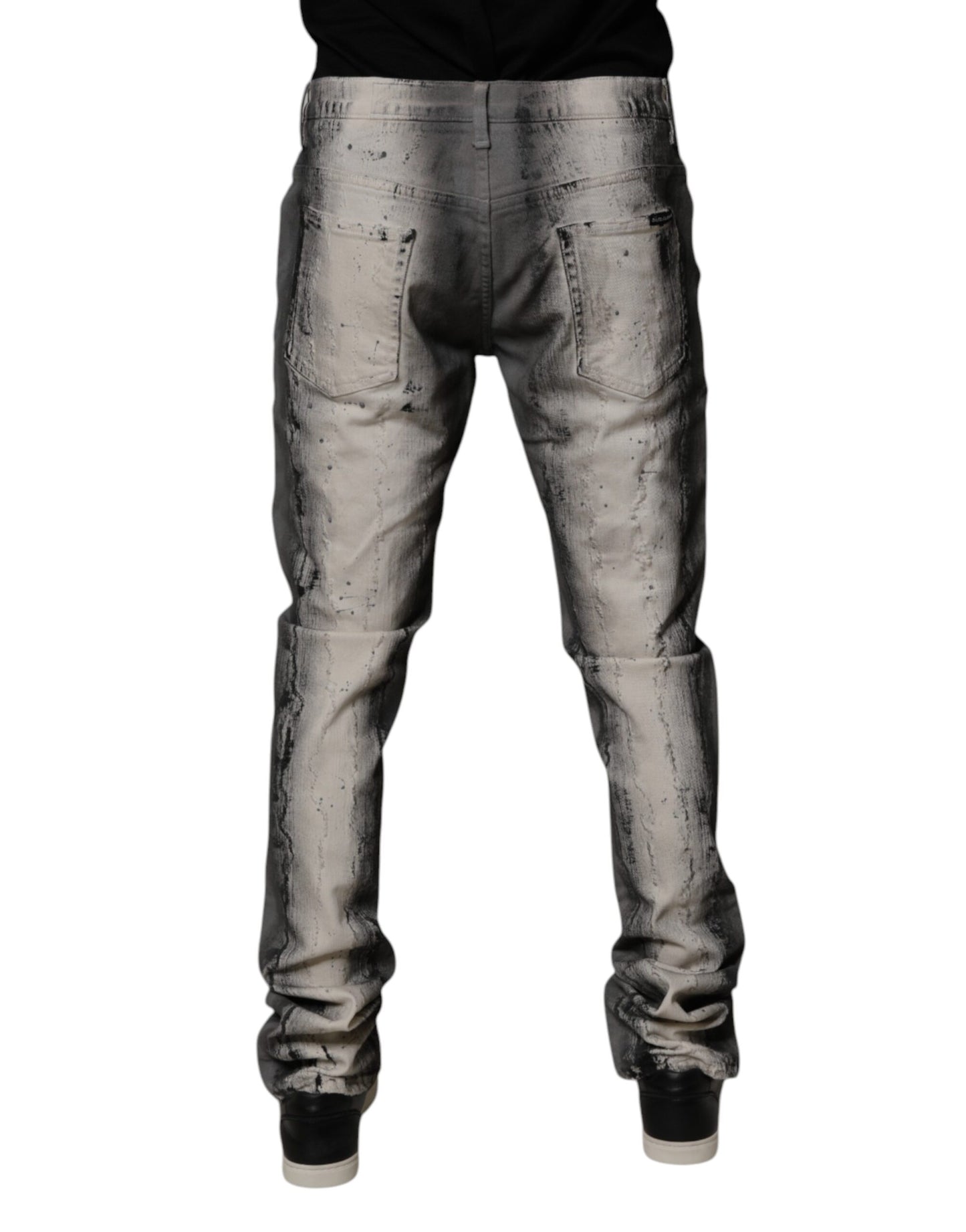 Dolce &amp; Gabbana Graue Skinny-Jeans aus Baumwolle mit Batikmuster für Herren