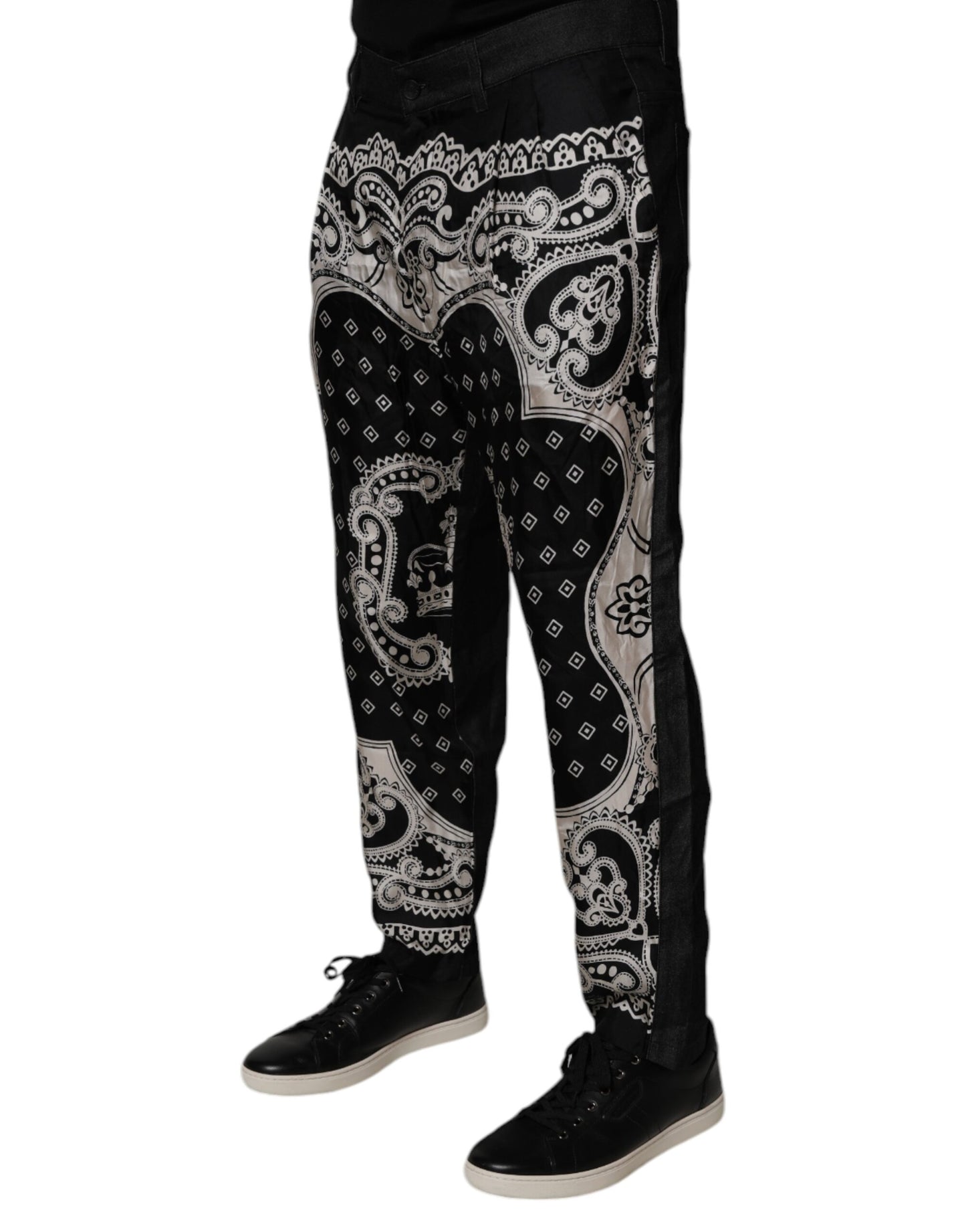 Dolce &amp; Gabbana – Schwarze Skinny-Jeans aus Baumwoll-Bandana