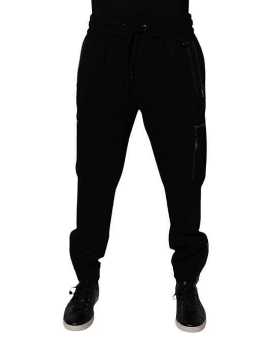 Dolce &amp; Gabbana – Schwarze Jogginghose aus Wollstretch