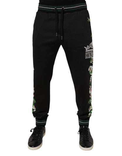 Dolce &amp; Gabbana Schwarze Jogginghose mit Blumenmuster für Herren