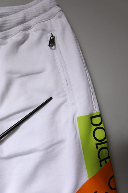 Dolce & Gabbana White Logo Tape Jogger Cotton Sweatpants Pants