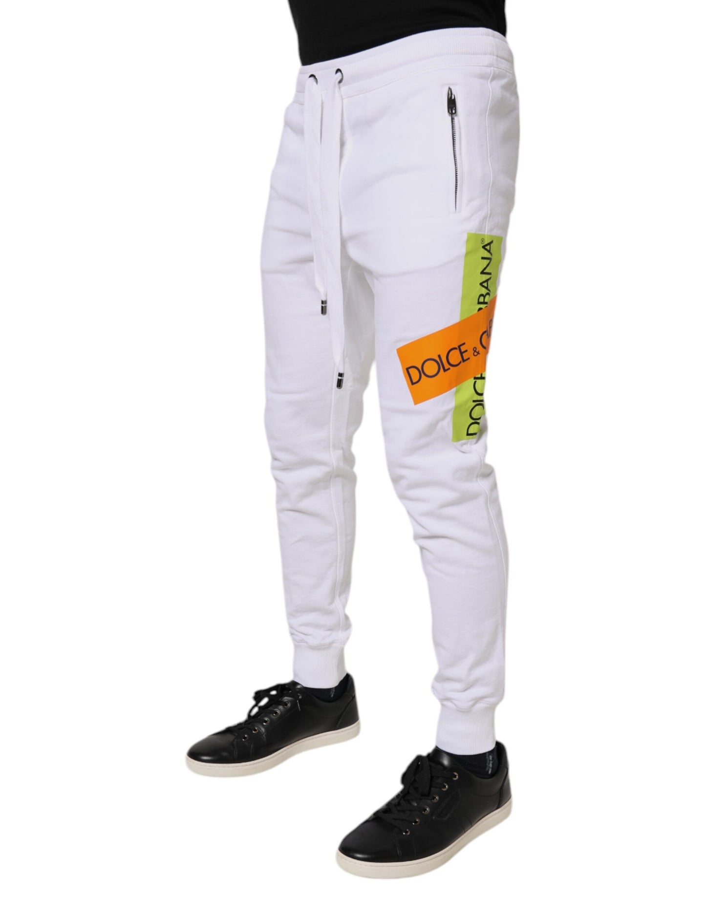 Dolce & Gabbana White Logo Tape Jogger Cotton Sweatpants Pants