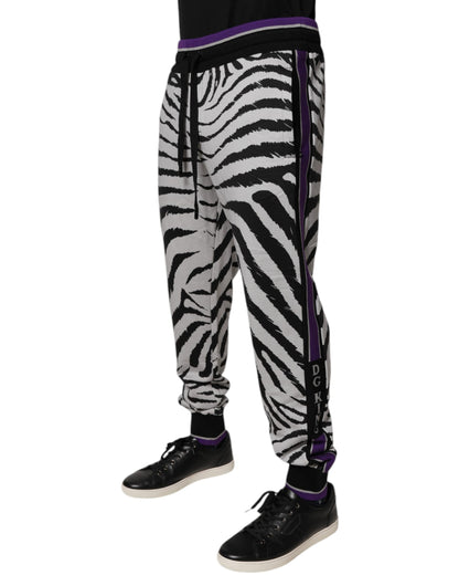 Dolce &amp; Gabbana Schwarz Weiß Zebra Männer Jogger Jogginghose Hose