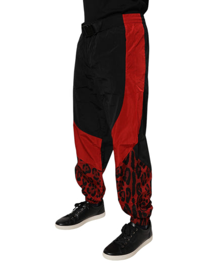 Dolce &amp; Gabbana – Jogginghose mit Leopardenmuster in Schwarz und Rot