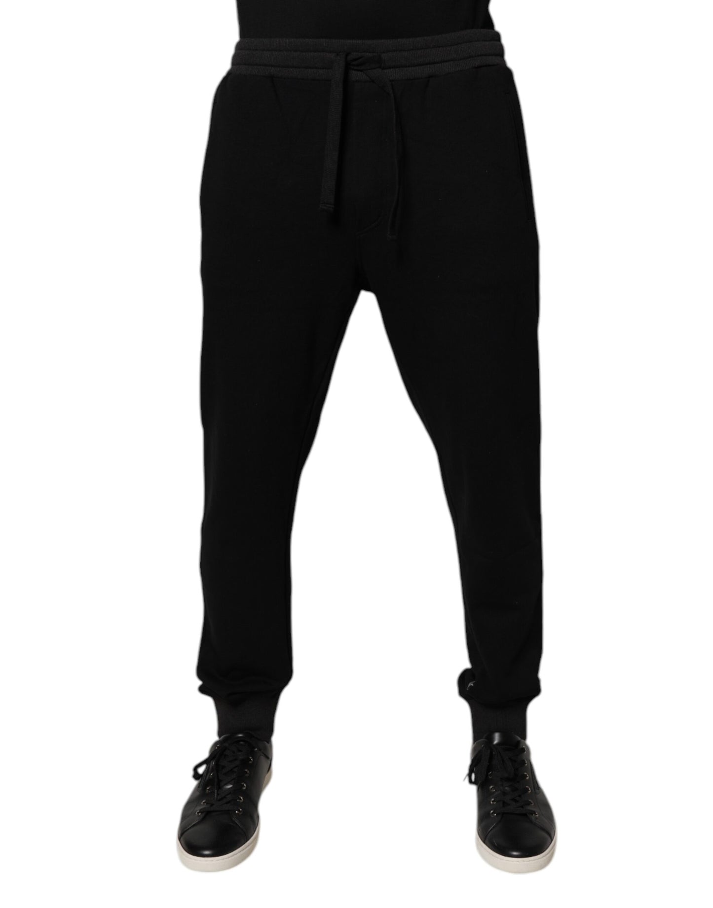 Dolce &amp; Gabbana Schwarzes Logo Herren Jogger Baumwolle Jogginghose