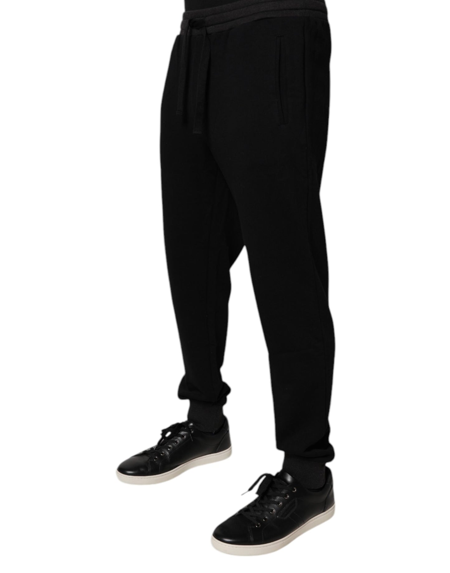 Dolce &amp; Gabbana Schwarzes Logo Herren Jogger Baumwolle Jogginghose