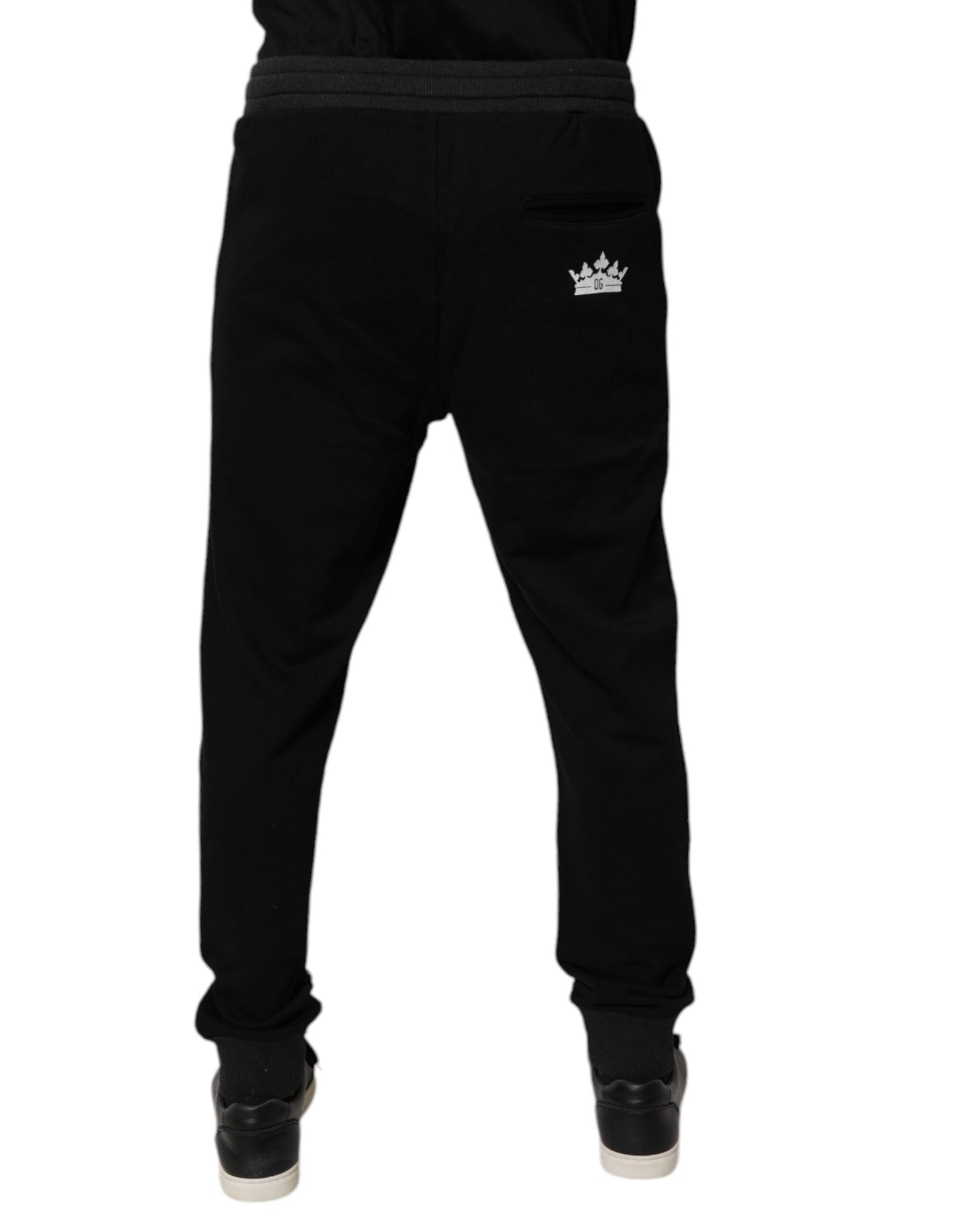 Dolce &amp; Gabbana Schwarzes Logo Herren Jogger Baumwolle Jogginghose