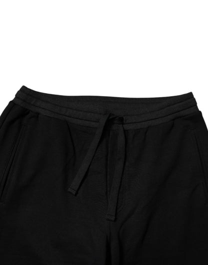 Dolce &amp; Gabbana Schwarzes Logo Herren Jogger Baumwolle Jogginghose