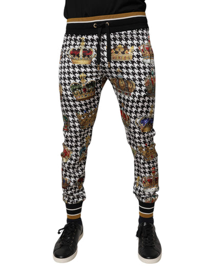 Dolce &amp; Gabbana Multicolor Houndstooth Crown Herren Jogginghose Hose