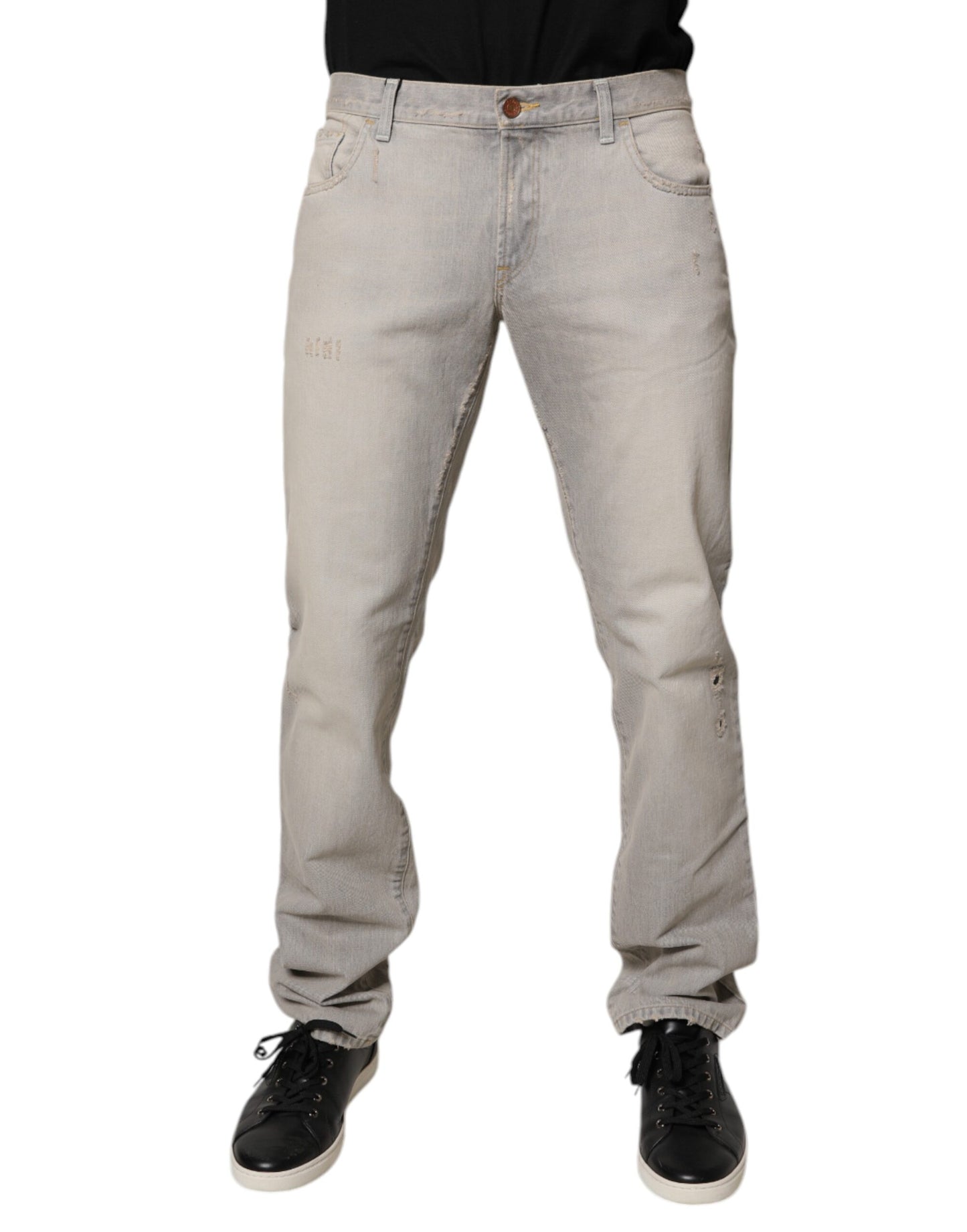 Dolce &amp; Gabbana Hellgraue Skinny-Jeans aus Baumwolle