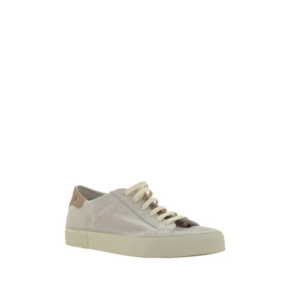 Brunello Cucinelli Cremeweiße Ledersneaker