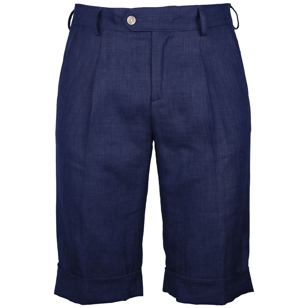 Blaue Leinenshorts, Made in Italy
