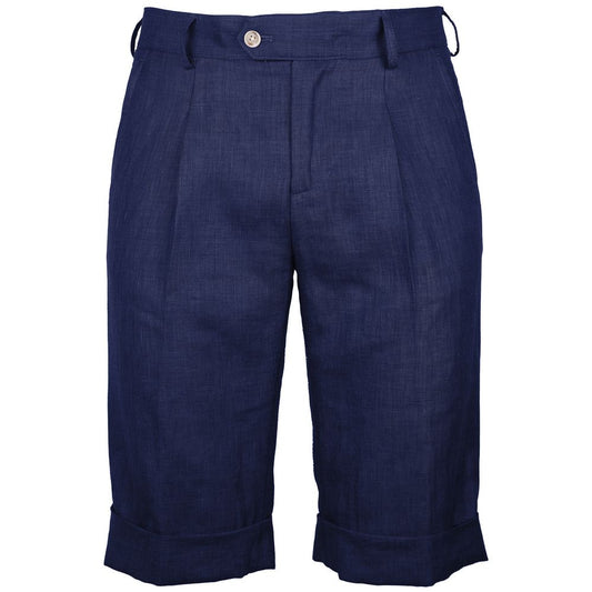 Blaue Leinenshorts, Made in Italy