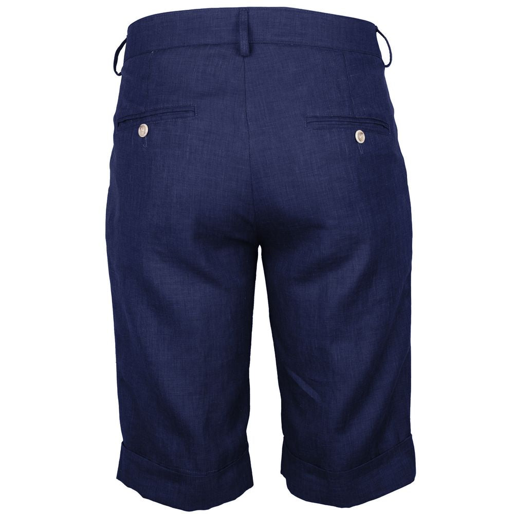 Blaue Leinenshorts, Made in Italy