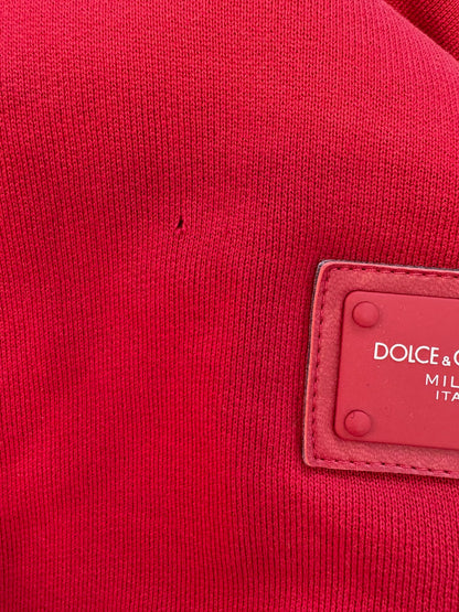 Dolce & Gabbana Red Cotton Logo Hooded Sweatshirt Sweater