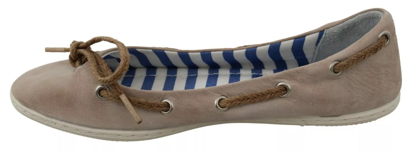 Pantofola D'Oro – Beigefarbene Loafer aus Wildleder mit Spitzenschleife und Ballerinas