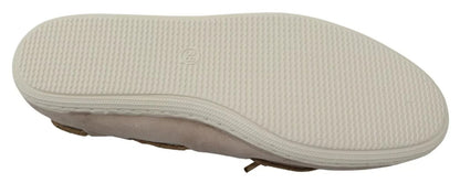 Pantofola D'Oro – Beigefarbene Loafer aus Wildleder mit Spitzenschleife und Ballerinas