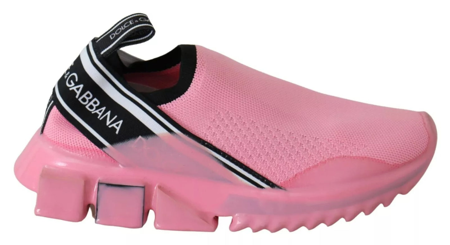 Dolce &amp; Gabbana Pink Low Top Sorrento Sneakers Slip On Casual Schuhe