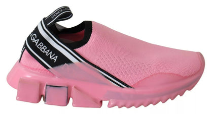 Dolce &amp; Gabbana Pink Low Top Sorrento Sneakers Slip On Casual Schuhe