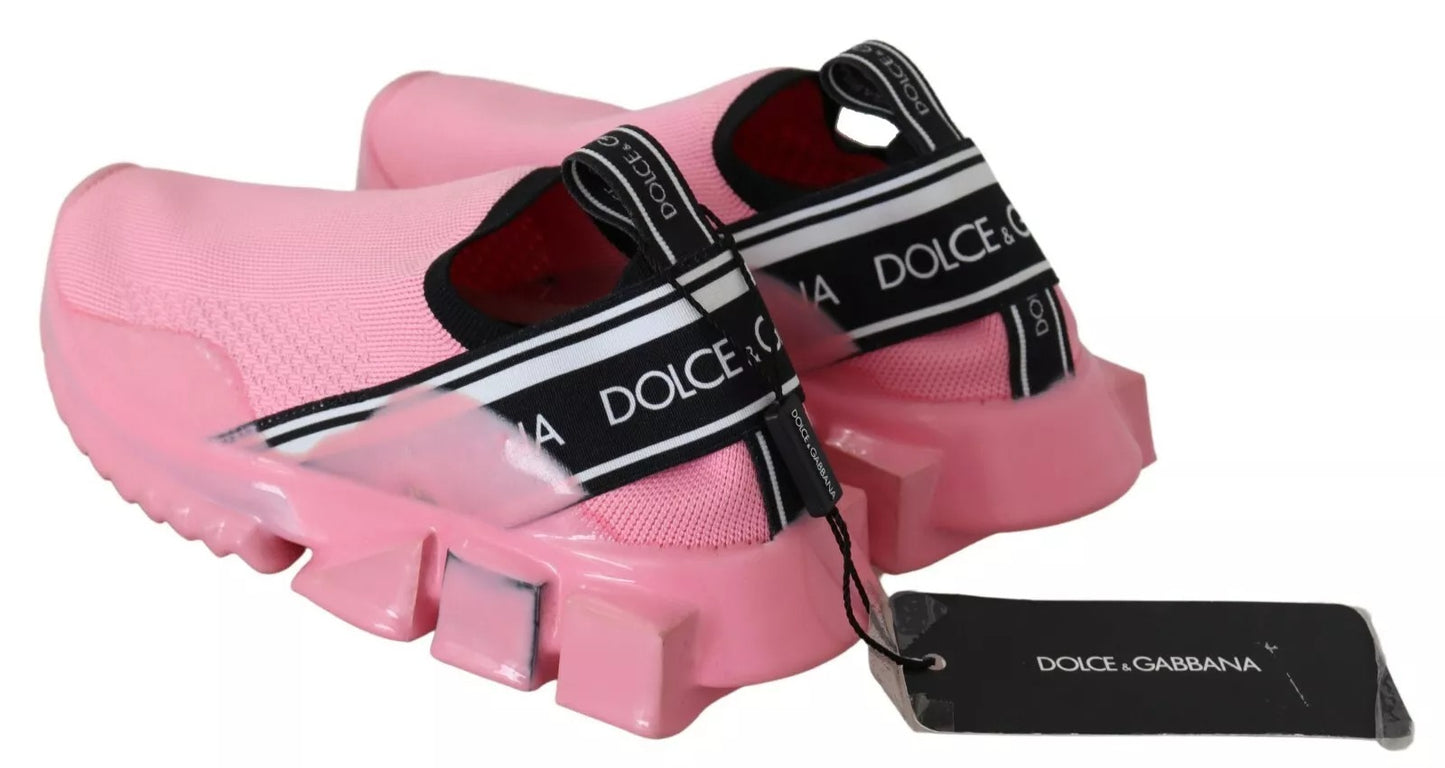 Dolce &amp; Gabbana Pink Low Top Sorrento Sneakers Slip On Casual Schuhe