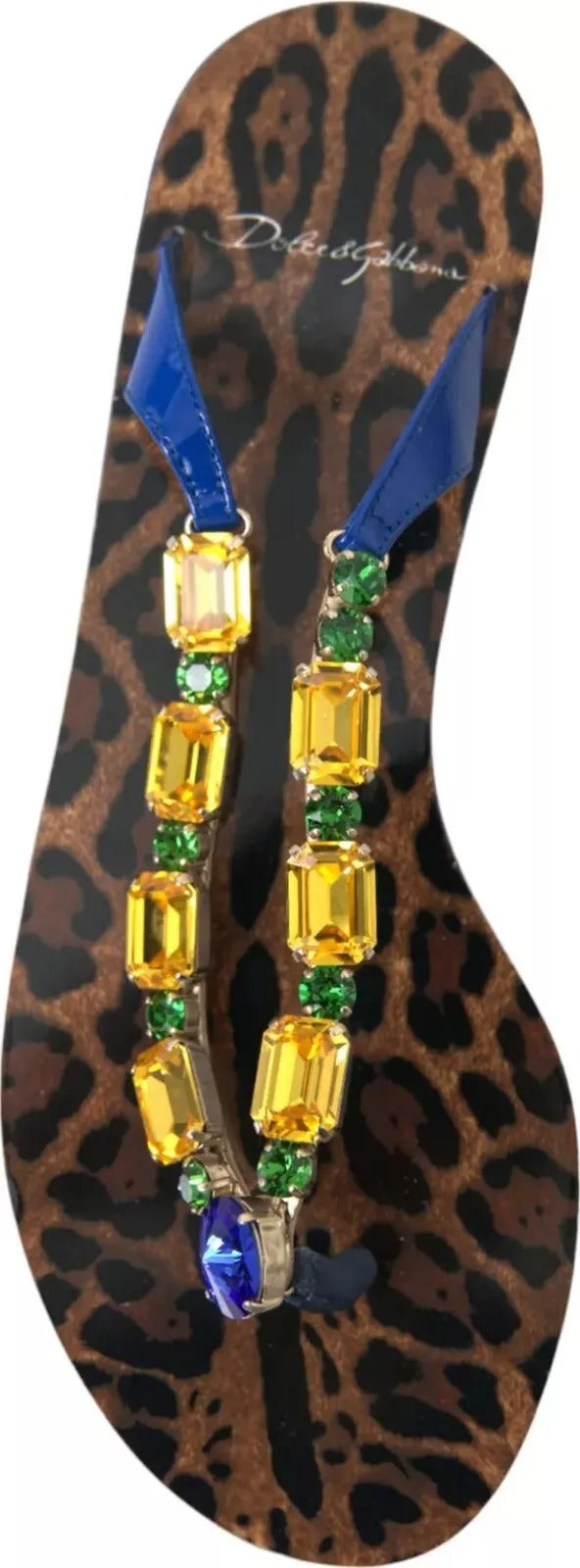 Dolce &amp; Gabbana Blaue Kristalle Flats Sandalen Beachwear Schuhe