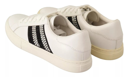 Marc Jacobs – Weiße Sneakers aus Leder mit Kristallverzierung