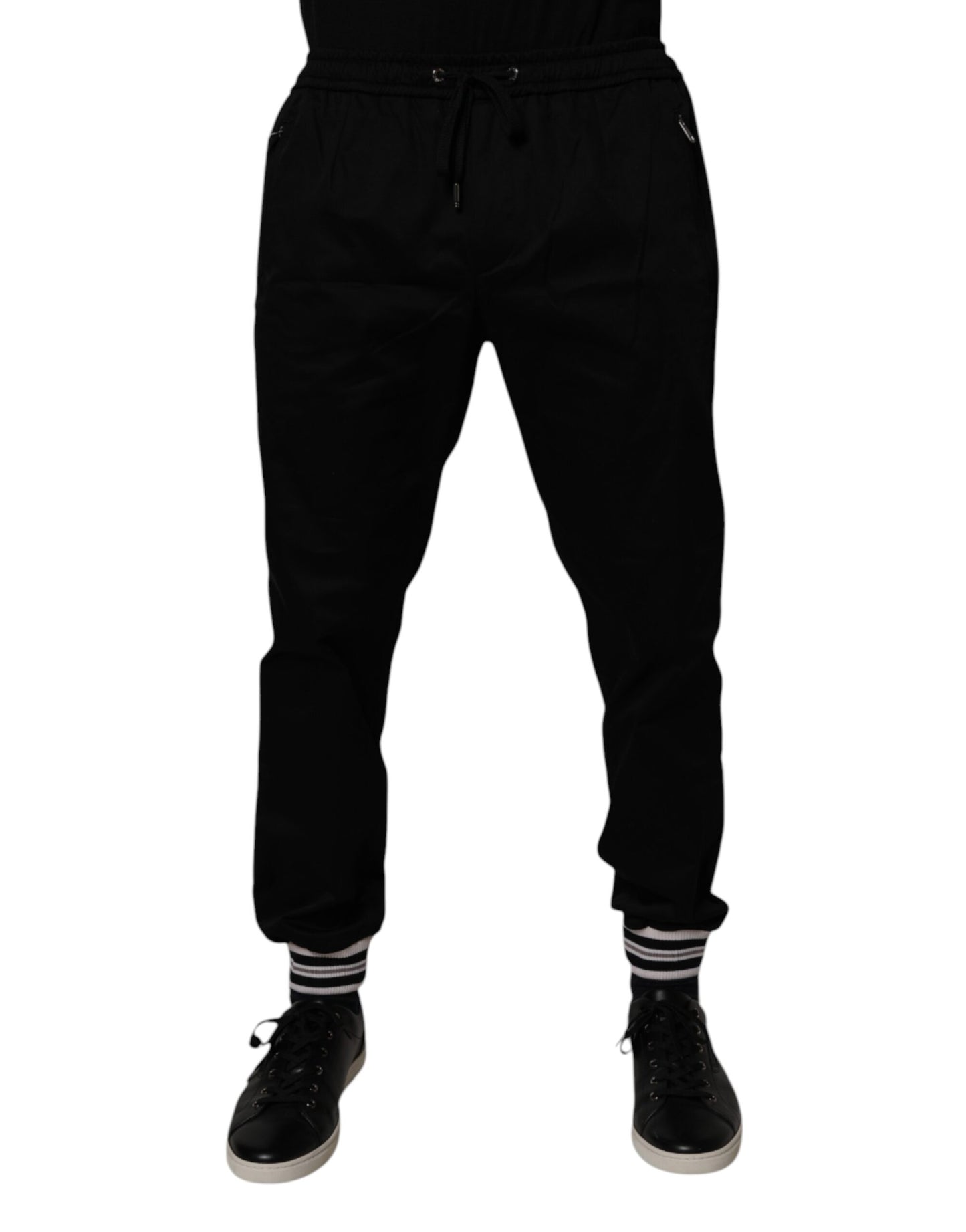 Dolce &amp; Gabbana – Schwarze Jogginghose aus Baumwollstretch