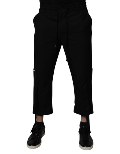 Dolce & Gabbana Black Polyester Men Cropped Pants