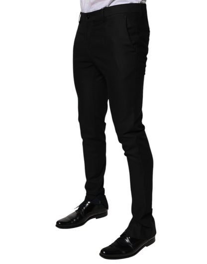 Dolce & Gabbana Black Virgin Wool MenSkinny Dress Formal Pants