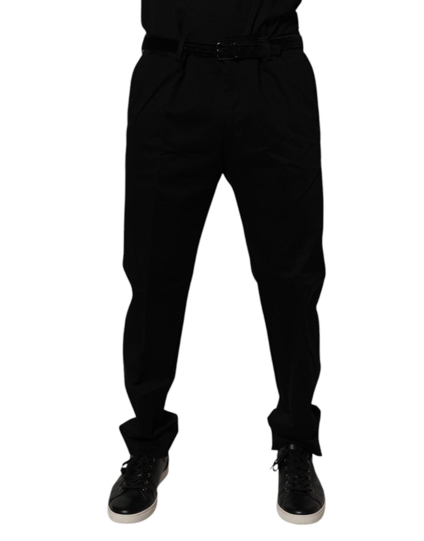 Dolce & Gabbana Black Cotton Men Skinny Dress Formal Pants