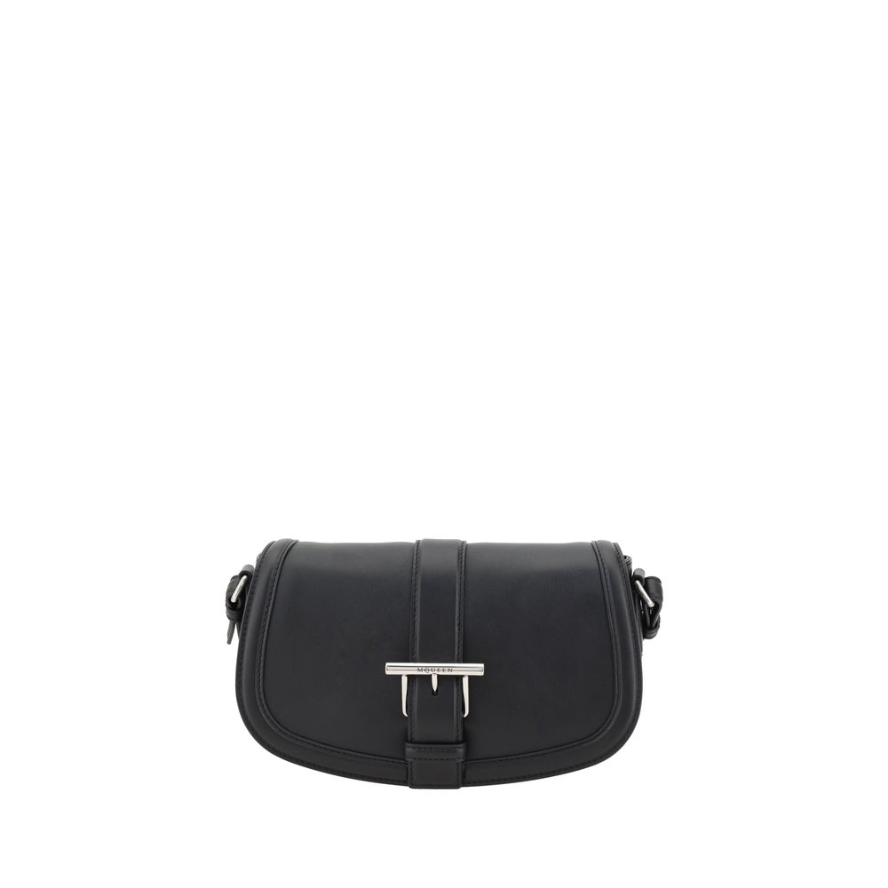 Alexander McQueen Schultertasche Bos Taurus aus schwarzem Kalbsleder