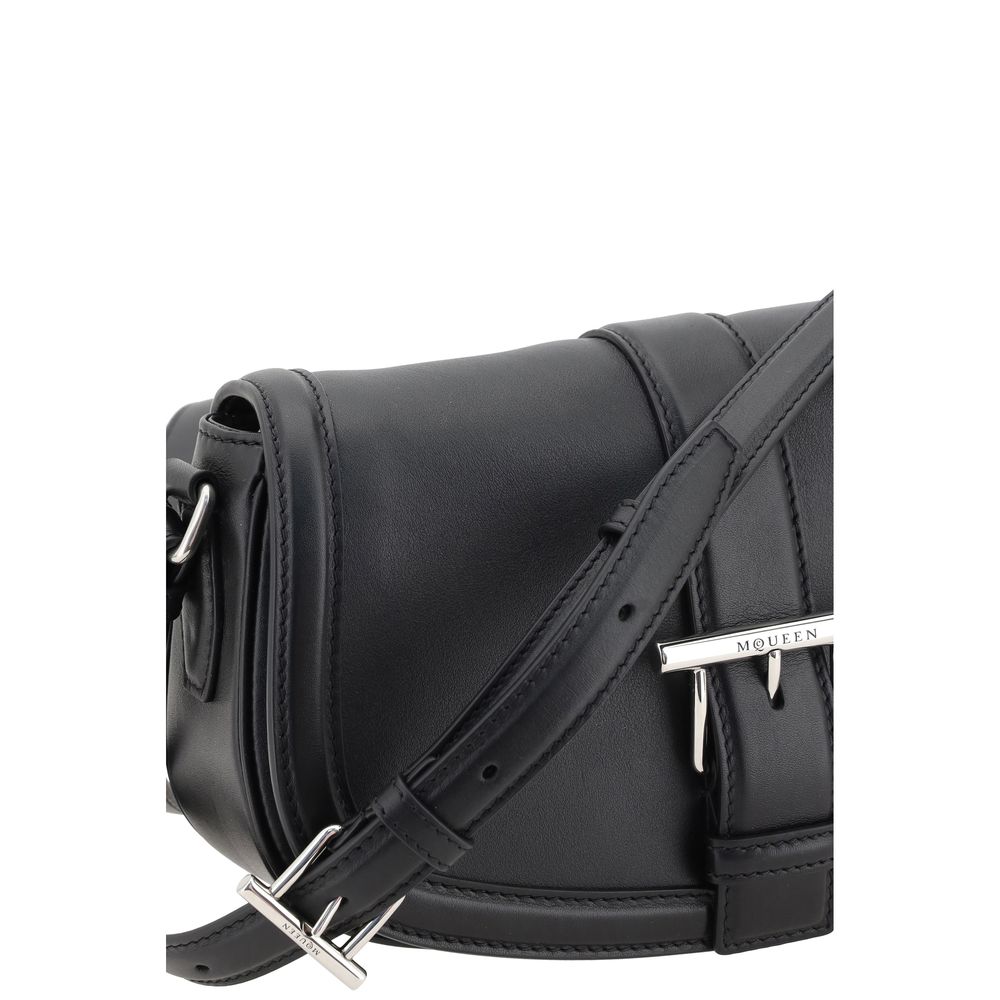 Alexander McQueen Schultertasche Bos Taurus aus schwarzem Kalbsleder