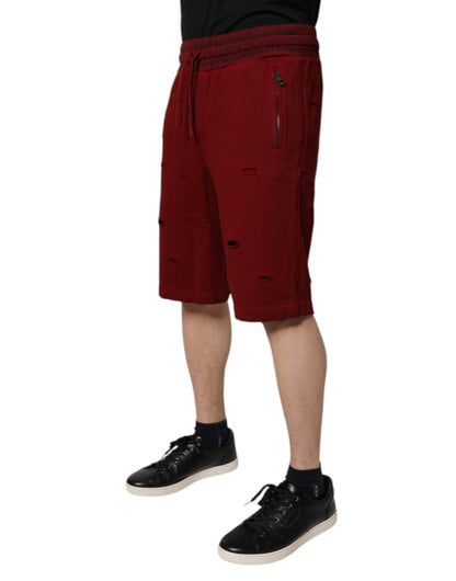 Dolce &amp; Gabbana – Kastanienbraune Bermuda-Sweatshorts im Rip-Style
