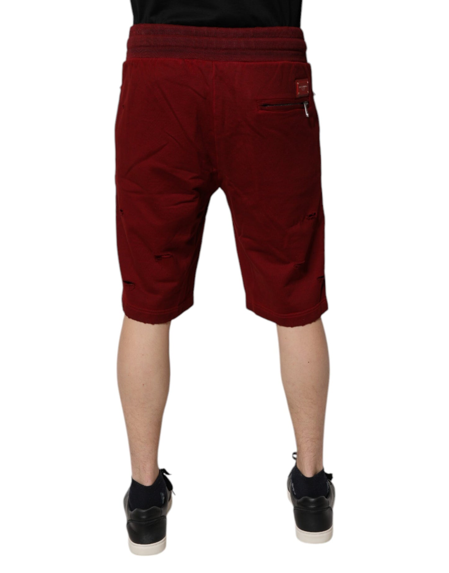 Dolce &amp; Gabbana – Kastanienbraune Bermuda-Sweatshorts im Rip-Style