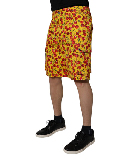 Dolce &amp; Gabbana – Bermudashorts aus Baumwolle mit gelbem Kirschdruck