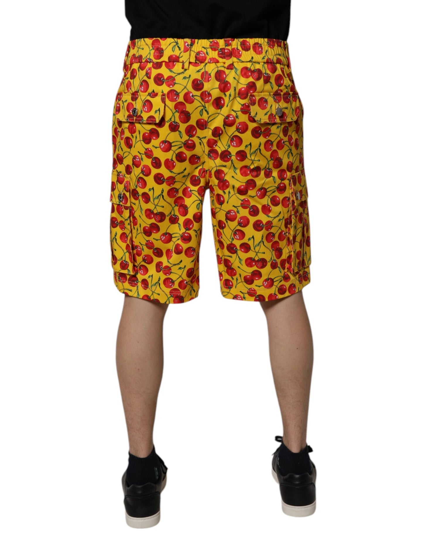 Dolce &amp; Gabbana – Bermudashorts aus Baumwolle mit gelbem Kirschdruck