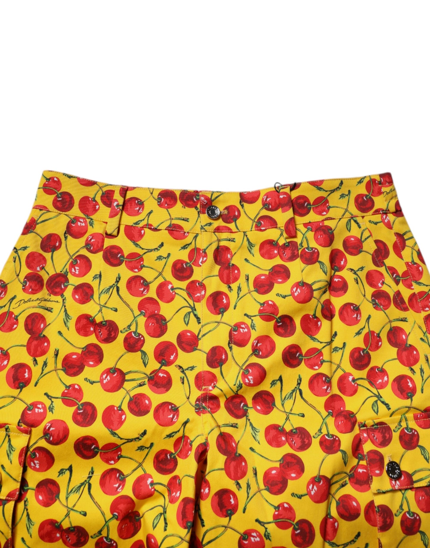 Dolce &amp; Gabbana – Bermudashorts aus Baumwolle mit gelbem Kirschdruck