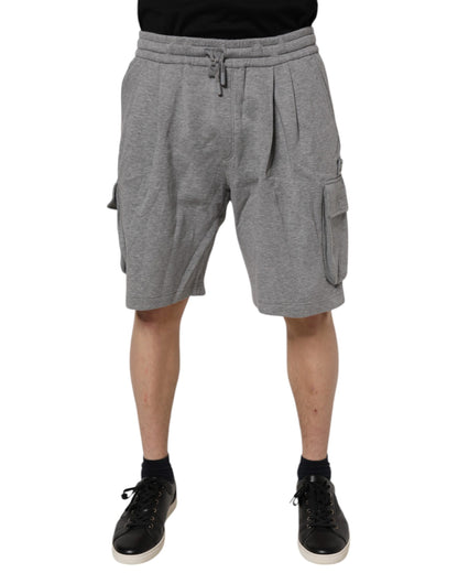 Dolce &amp; Gabbana Graue Cargo-Bermuda-Sweatshorts aus Baumwolle